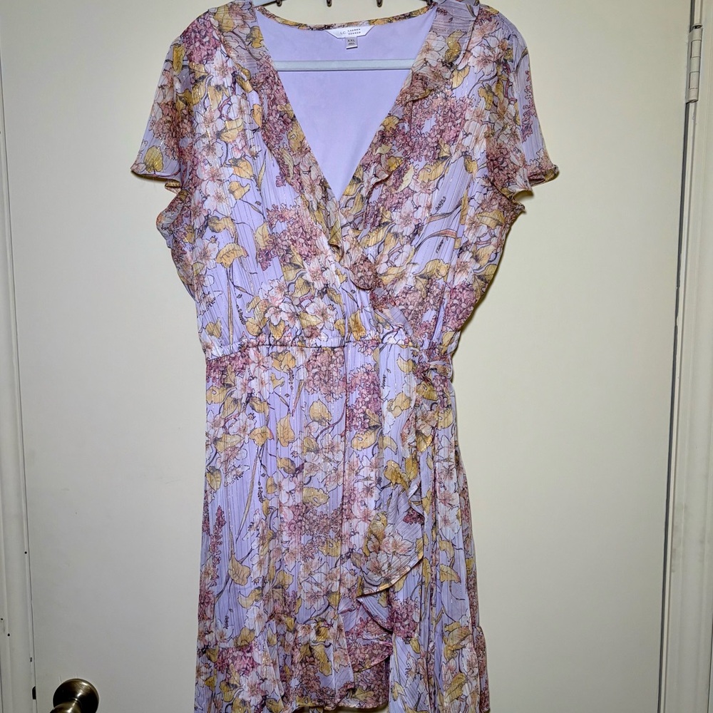 LC Lauren Conrad Ruffle Neck Flutter Sleeve Dress - Picture 3 of 5